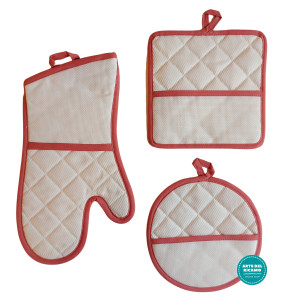 Ready to Cross Stitch Potholders and Oven Glove - Color Old Pink